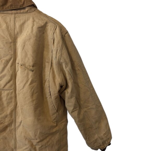 Carhartt Torn Faded Ripped Insulated Work Jacket Canvas Heavy-Duty Outerwear - Picture 11 of 13